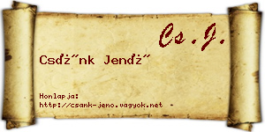 Csánk Jenő névjegykártya
